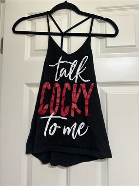 Alternative Black Strappy Tank with Red & White Graphic